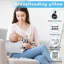 Baby Feeding Arm Pillow,Soft Cotton Bottle Nursing Arm Pillows for Newborn,Breastfeeding Pillows for More Support for Mom and Baby,Portable and Washable,Ergonomic Nursing Essentials(Grey Stripes)