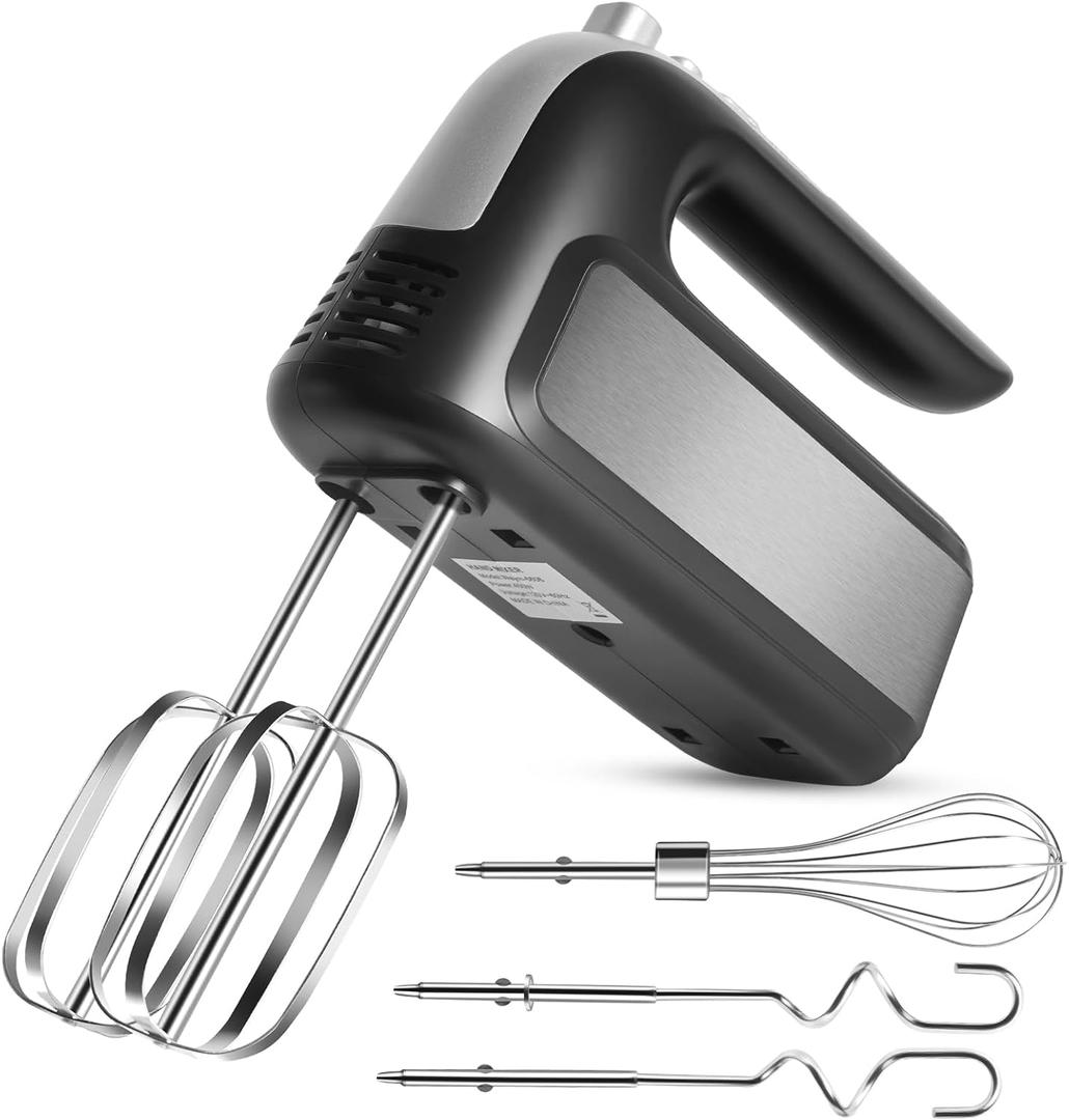 5-Speed 400W Hand Mixer Electric Handheld - Ultra-Powerful Handheld Mixer with Turbo Function & Eject Button, 5 Stainless Steel Attachments for Dough, Cream, Batter, Eggs & Baking