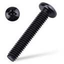 #6-32 x 1-1/4" Pan Head Machine Screws Black, Phillips Drive, 304 Stainless Steel 18-8, Black Oxide Coated Finish, Corrosion Resistant Round Head Machine Screws, Full Thread, Coarse Thread, 100 PCS
