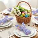 ibohr 50Pcs Easter Napkins, Cute Cocktail Napkins with Eggs & Carrots, 6.5 Inch Disposable Paper Napkins for Easter Party Supplies, Spring Table Decor