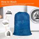 Polecasa Extra Heavy Duty Large Diamond Mesh Laundry Bags with Drawstring Closure & ID Tag, 2 Pack 24 x 36 inches Washable Storage Bag for College, Travel, Sports, Dorms, Blue