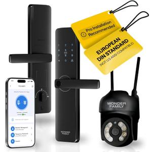 Smart Lock with WiFi Camera  European Keyless Entry Door Lock with Handle, Fingerprint & Keypad  Digital Electronic Smart Locks for Front Door, Cerradura Inteligente Compatible with App Control