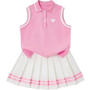 ALISISTER Girls Pink Dresses Size 3-4T Toddler Tennis Dresses for Girl Kids Pleat Skirt Golf Polo Outfits Summer Spring Sleeveless Casual Cute Uniform School Dress 