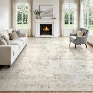 8x10 Area Rugs for Living Room Beige Rug Washable Bedroom Abstract Carpet