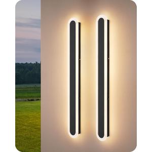 EDISHINE Upgraded 2 Pack 39.4" LED Outdoor Wall Light, Dimmable & 3 CCT, Linear Modern Exterior Lighting Fixtures, IP65 Waterproof, Oval Long Outside Wall Sconce for Garage, Porch