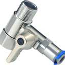 Stainless Steel Water Supply Adapter 3/8" x 3/8" x 1/4" Tee Stop Valve with Push-to-Connect Quick Fitting, Perfect for Reverse Osmosis Water Filters, and PE Pipe Shunts in Refrigerator Systems