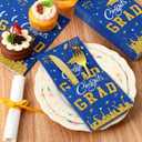 2 x Supervitae 100pcs 2026 Graduation Paper Napkins Congrats Grad Disposable Cocktail Napkins for High School University College Graduation Party Lunch Dinner Decoration Supplies (Blue,Gold)
