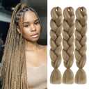 Natural Blonde Braiding Hair Extensions Honey Blonde Braid Crochet Twist Hair Synthetic High Temperature Fiber for Women 24 Inches 100g/bundle (3 Bundles/Pack,Color:27#)