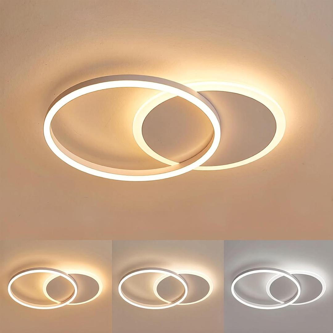 21.6'' 3CCT LED Semi Flush Mount Ceiling Light,White Ceiling Light Fixture