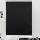 Cordless Roller Shades 100% Blackout Blinds for Windows and Doors, Pull Down Room Darkening Window Shades, Easy to Install for Home and Office, Black, Fixed 75 Inches High, 28 Inches Width
