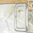 3 in 1 Portable Crib, Folding Bedside Crib Side Bed Rail Guard, Breathable Visual Mesh Window Cot Side Baby Bed, Infant/Baby Boy/Baby Girl, Gray