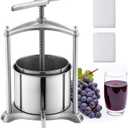 VEVOR Fruit Wine Press, 1.6 Gallon/6L, Stainless Steel Manual Juice Maker with Powerful T-Shaped Handle, Juice Making for Apple/Grape/Orange/Berry, Cheese/Tincture/Herbal Press, for Kitchen Home