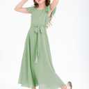 Fancy Girl Junior Bridesmaid Dresses Kids Sleeveless Cute Maxi Dress Teen Long Wedding Party Prom Gowns (Green, M)
