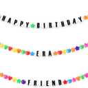 ShinyRelief 74 Pcs DIY Giant Friendship Bracelet Birthday Banner in My Birthday Era Banner Famous Singer Customizable Garland Decor Foam Circles Ball Plastic Balls DIY Supplies(Rainbow Color)