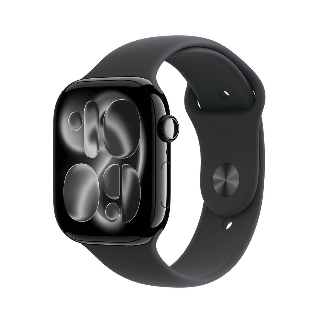 Apple Watch Series 11 [GPS 42mm] Smartwatch with Jet Black Aluminum Case with Black Sport Band - S/M. Sleep Score, Fitness Tracker, Health Monitoring, Always-On Display, Water Resistant