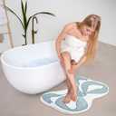 CUANBOZAM Bow-Shaped Bathroom Rug Mat - Handmade Plush Bathmat 30''x24'' (75x60cm) Non-Slip Bow Bathroom Decor for Girls, Coquette Aesthetic Room & Vanity Shaggy Floor Mat (Blue)