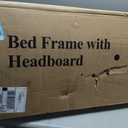 Full Platform Bed Frame with Upholstered Headboard, Gray