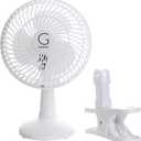 Genesis 6-Inch Clip Convertible Table-Top & Clip Fan Two Quiet Speeds - Ideal For The Home, Office, Dorm, More Off White (1 pack white)