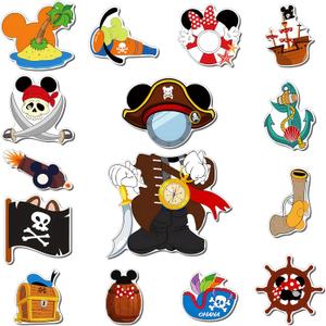 16Pcs Pirate Cruise Door Magnet Pirate Captain Ship Cabin Decorations Stateroom Sea Navigation Accessories Anchor Funny Magnetic Stickers for Party Carnival Cars Refrigerator Locker Decor