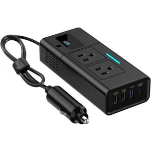 Car Converter 200W Inverter Power Converter 12V Vehicles 6 Output Ports QC 3.0 PD LCD Screen Universal