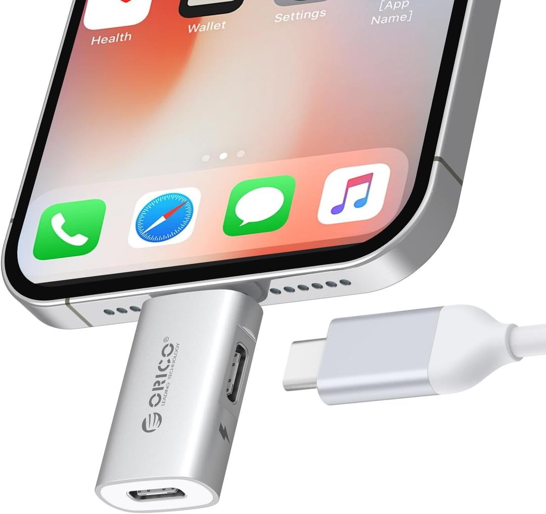 ORICO Lightning to USB Adapter with Charging Port, USB C Female to Lightning Male for iPhone 14 13 11 12 Pro Max, Compatible with Charging Support OTG Data Transmission Connect External SSD - LC10