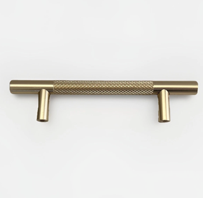 SORWDUERM 5 Pack 3.78 Inch(96mm) Brushed Gold Cabinet Handles Knurled Kitchen Cabinet Pulls Cupboard Kitchen Hardware Drawer Pulls Dresser Handles