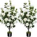2 Pack 43.3"/3.6FT Artificial Camellia Trees for Outdoor
Fake White Camellia Silk Flowers Tree with Pot, Tall UV Resistant Faux Outdoor Plants for Front Porch Indoor Home Decor