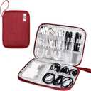 SELLYFELLY Travel Electronics Organizer Portable Cable Organizer Bag for Storage Electronic Accessories Case for Cord,Phone,Charger,Flash Drive (Wine Red)