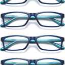 Reading Glasses Blue Light Blocking for Men Women,Rectangular Frame Computer Readers with Spring Hinge