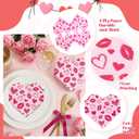 Landical 50 Pcs Valentine Heart Shaped Paper Napkins Galentine's Day Disposable Paper Guest Napkins Valentines Love Hearts Hand Towel for Ladies Celebration Bachelorette Party Table Supplies(Pink)