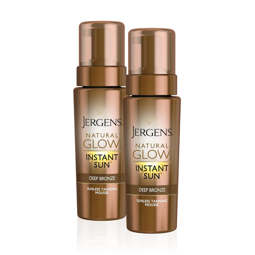 Jergens Natural Glow Instant Sun Body Mousse, Self Tanner for Deep Bronze Tan, Sunless Tanning Body Bronzer for Natural Looking Color Instantly, 6 Oz, Pack of 2 Jergens Natural Glow Instant Sun Body Mousse, Self Tanner for Deep Bronze Tan, Sunless Tanning Body Bronzer for Natural Looking Color Instantly, 6 Oz, Pack of 2