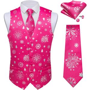 2 x DiBanGu Mens Christmas Suit Vest and Tie Set for Men Waistcoats and Necktie Pocket Square Set for Prom Party S-3XL (XX-Large)