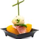 48 Pack Tiny Square Black Plastic Tray Mini Appetizer Plates for Party Mini Serving Tray Small Appetizer Serving Sauce Dish Black Disposable Dessert Plates for Events CMJJ