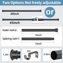 2 x CorkLatta Black Curtain Rods for Windows 30 to 45 Inches with Brackets, Decorative 5/8 Inch Diameter Single Window Curtain Rod Set for Room Divider, Bedroom, Living room, Kitchen, Bathroom