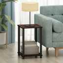 Furinno Turn-N-Tube End Table Corner Shelves, Set of 2, Dark Cherry/Black, 2-Pack, 2-Tier