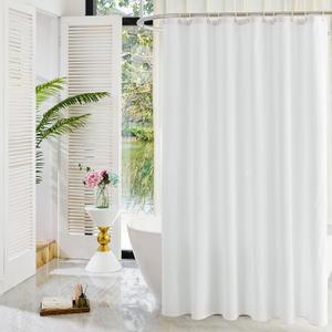 YISURE 100% Cotton Shower Curtains White, Luxury Fabric Curtain for Bathroom or Hotel, 72"x72" (72"W x 72"L (Pack of 1), White)