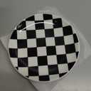 Black and White Checkered Small Dessert Plates Set of 6-6 Inch Ceramic Plates, Microwave & Dishwasher Safe, Minimalist Decorative Platters for Desserts