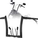 1.5" Fat Handlebars for Harley 2007-2013 Softail/Dyna/Sportster Meathook Ape Hangers 12" Rise Pre-wired Bar with CAN-Bus and Turn Signal Wire Harness, Black