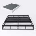 SHLAND Queen Box Spring 7 Inch Low Profile Queen Size Bed Base, 3000 lbs Black Heavy Duty Metal Mattress Foundation with Easy Clean Fabric Cover, Easy Assembly