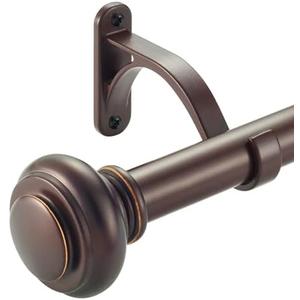 36-72 Inches Curtain Rods for Window, Vimayta 1 Inch Diameter Drapery Rod with Resin Finials, Ideal Adjustable Heavy Duty Single Curtains Rod for Bedroom, Living Room Decoration, Matte Brown
