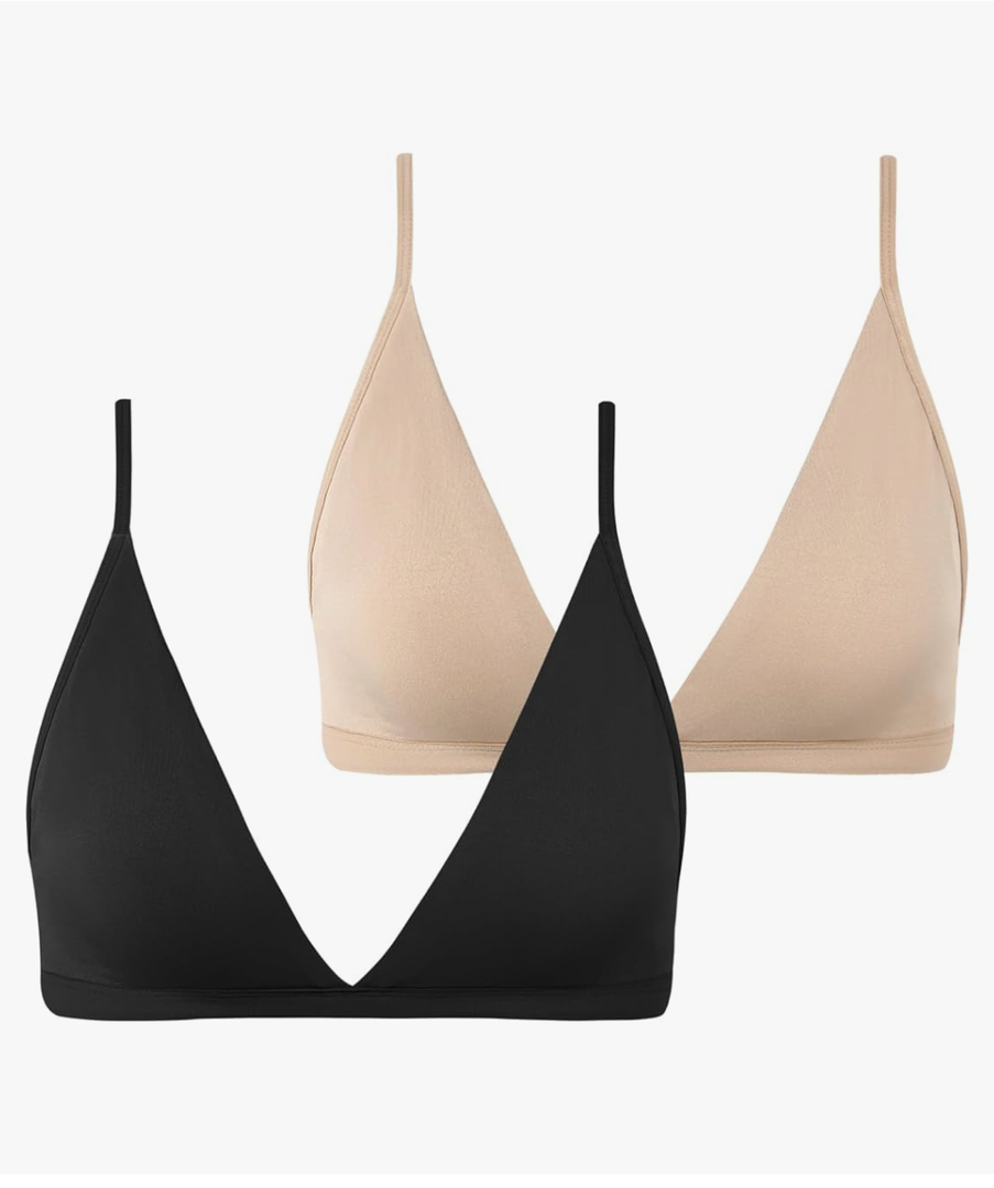 INIBUD Bralette for Women Removable Padded Bra Yoga Seamless V Neck Triangle Adjustable Straps Wireless ,Size M