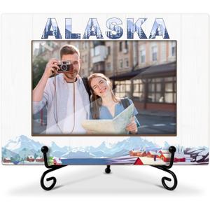 2 x Alaska Gifts Wood Photo Frame Wedding Honeymoon Vacation Gifts for Couple Tabletop Display 4 x 6 Picture Frame Gift for Friends BFF, Alaska Souvenirs Home Office Desk Holiday Decorations -12