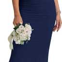 KUTUMAI Off The Shoulder Maxi Long Dress Corset Ruched Bodycon Cocktail Formal Wedding Guest Dresses for Women (Blue, M)