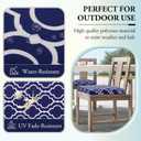 Wellsin Outdoor Chair Cushions for Patio Furniture - Patio Chair Cushions Set of 4 - Water Resistant Round Corner Outdoor Seat Cushions 17"X16"X2", Trellis Navy