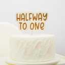 Wood Halfway to One Cake Topper - 1/2 Way to One Cake Decorations, Baby 6 Months Birthday, Half Birthday Party Decorations, Boy Girl Topper