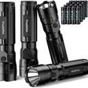 WdtPro 4 Pack LED Flashlights, Bright Flashlight with 16 AAA Batteries, Super Long Battery Life, Single Mode, High Lumens, EDC Flash Lights for Emergencies, Hurricane Supplies, Camping
