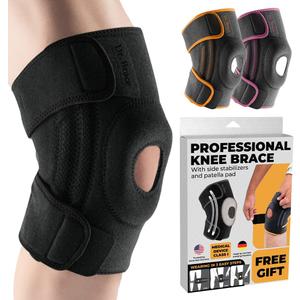DR. BRACE ELITE Knee Brace with Side Stabilizers & Patella Gel Pads for Maximum Knee Pain Support and fast recovery for men and women-Please Check How To Size Video (Pluto, Large) (Black)