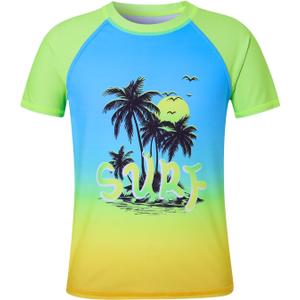 SunFocus Boys Rash Guard Shirt 5T Short Sleeve UPF 50+ UV Sun Protection Quick Dry T Shirt 5 Y