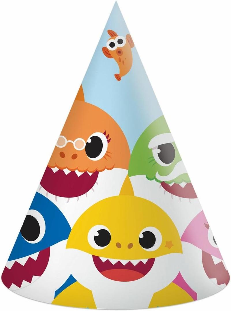 PROCOS 6 Baby Shark Cone Shaped Paper Party Hats