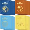 Lincia 48 Pcs Blank Passport Notebook Fake Passport Book Travel Journal Book Bulk Coloring Travel Airplane Activity Decor Projects(Lively Color)